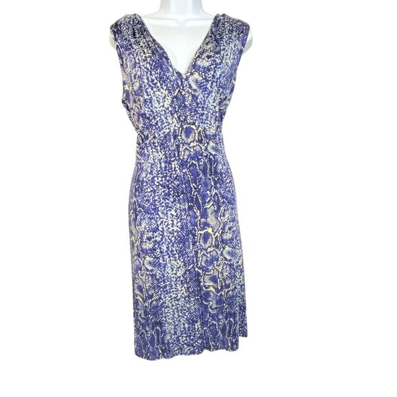 Tory Burch Silk Snakeskin Print Dress Blue Knee Length Large - Picture 1 of 15